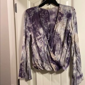 Purple & White deep neck shirt